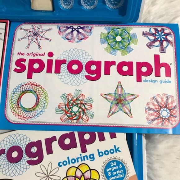 Spirograph Deluxe Set & Travel Spirograph Tin Set w/Bonus Coloring Book Pencils - Picture 9 of 16